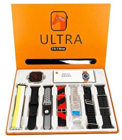Ultra Smart Watch 7-in-1 Combo with 7 Premium Straps (Random Colors)