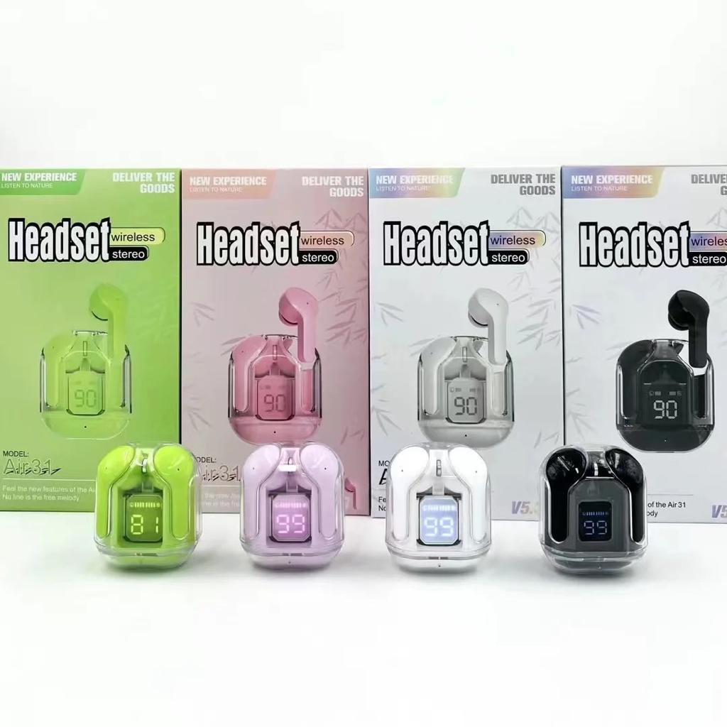 Air 31 Wireless Earbuds with Transparent Case – Random Color